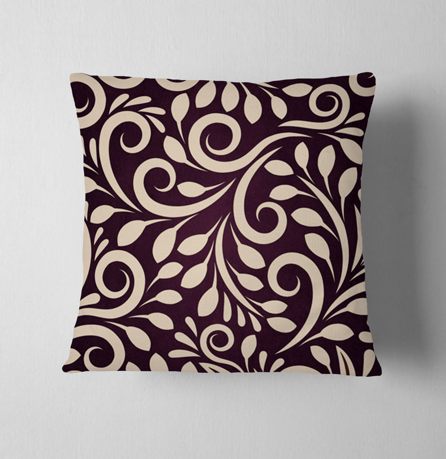 Purple Ornamental Scroll Pattern Throw Pillow Cover