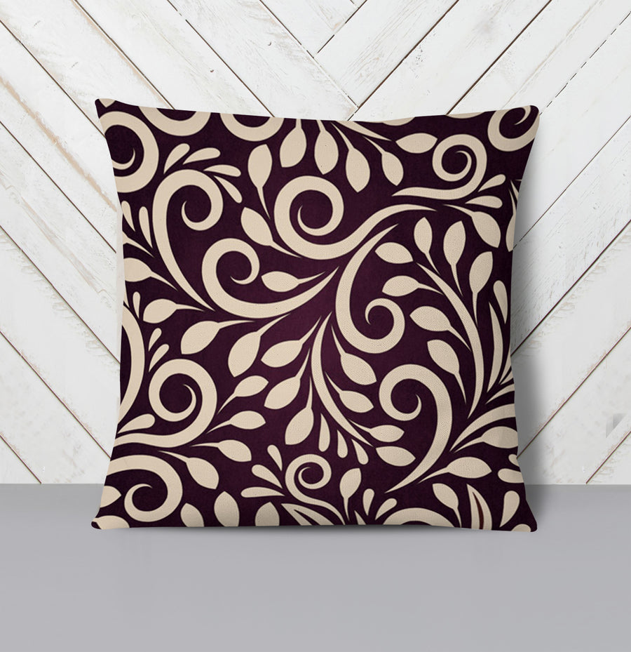 Purple Ornamental Scroll Pattern Throw Pillow Cover