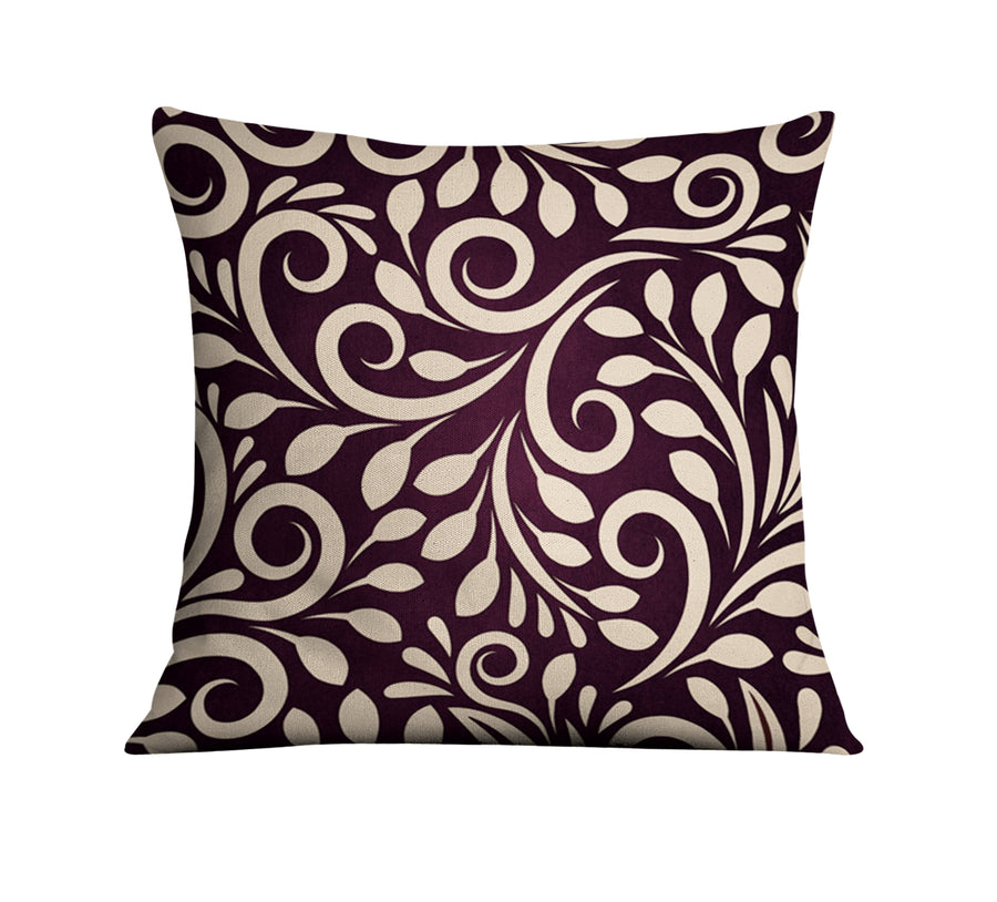 Purple Ornamental Scroll Pattern Throw Pillow Cover