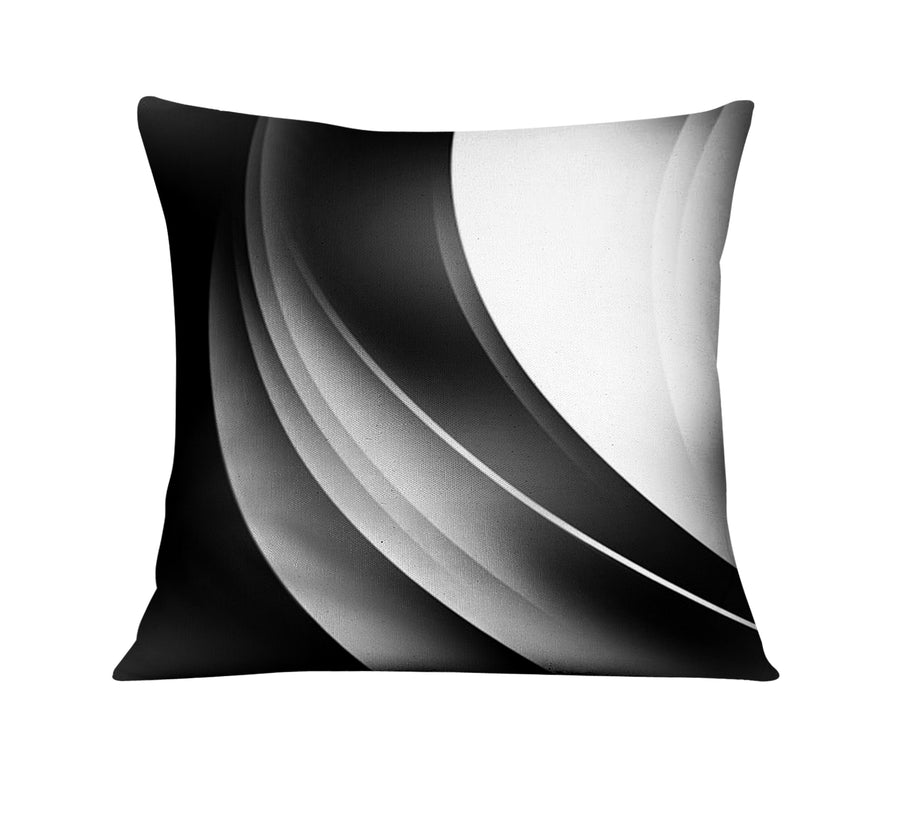 Black and White Curved Line Abstract Pattern Throw Pillow Cover