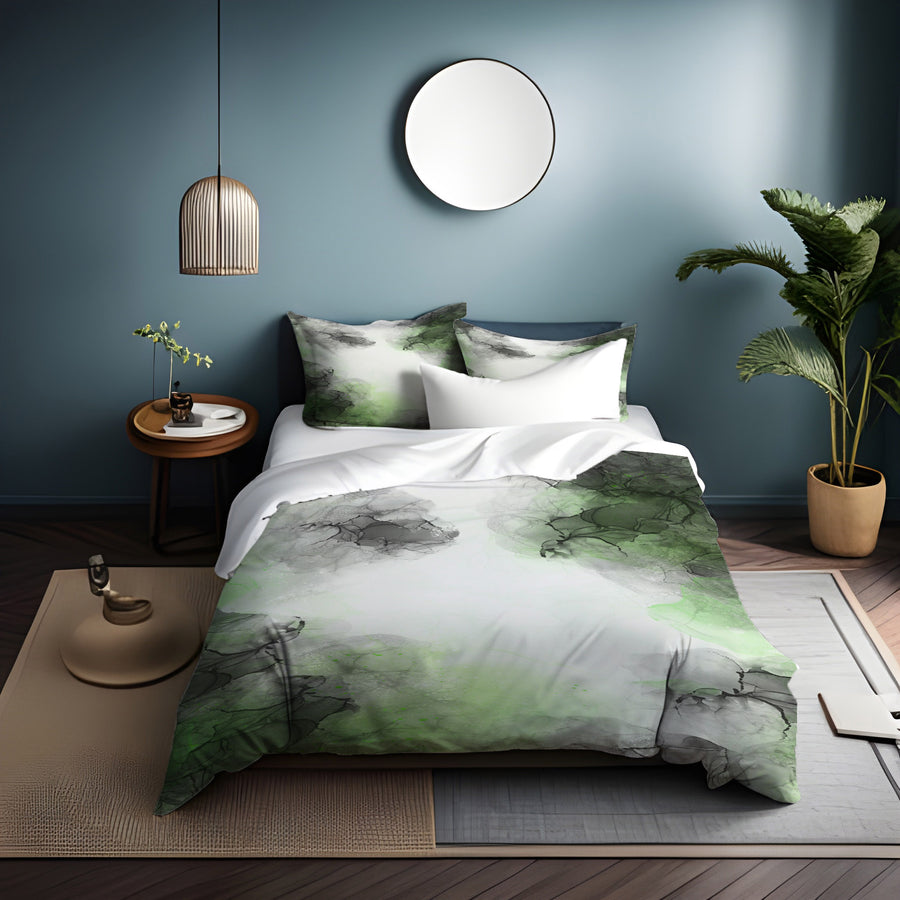 Green Smoke Abstract Texture Pattern Duvet Cover