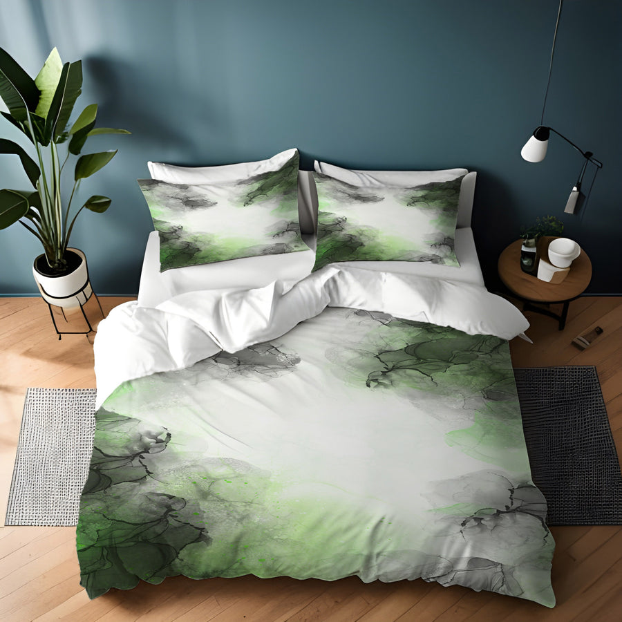 Green Smoke Abstract Texture Pattern Duvet Cover