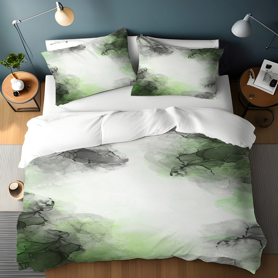 Green Smoke Abstract Texture Pattern Duvet Cover
