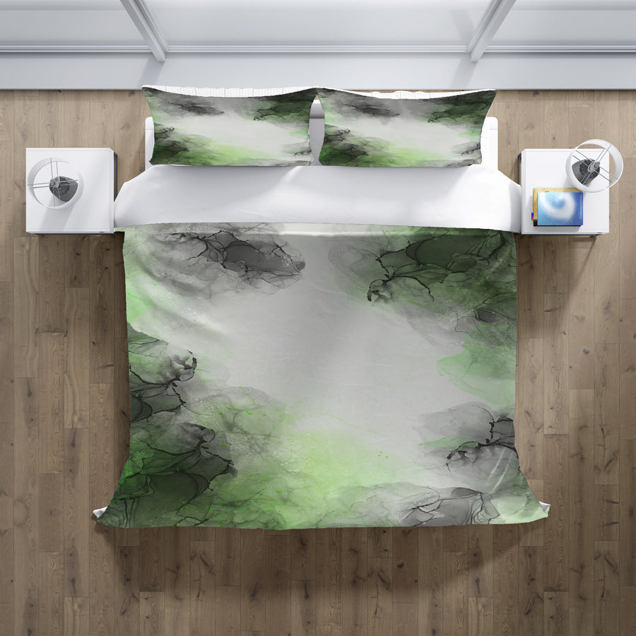 Green Smoke Abstract Texture Pattern Duvet Cover