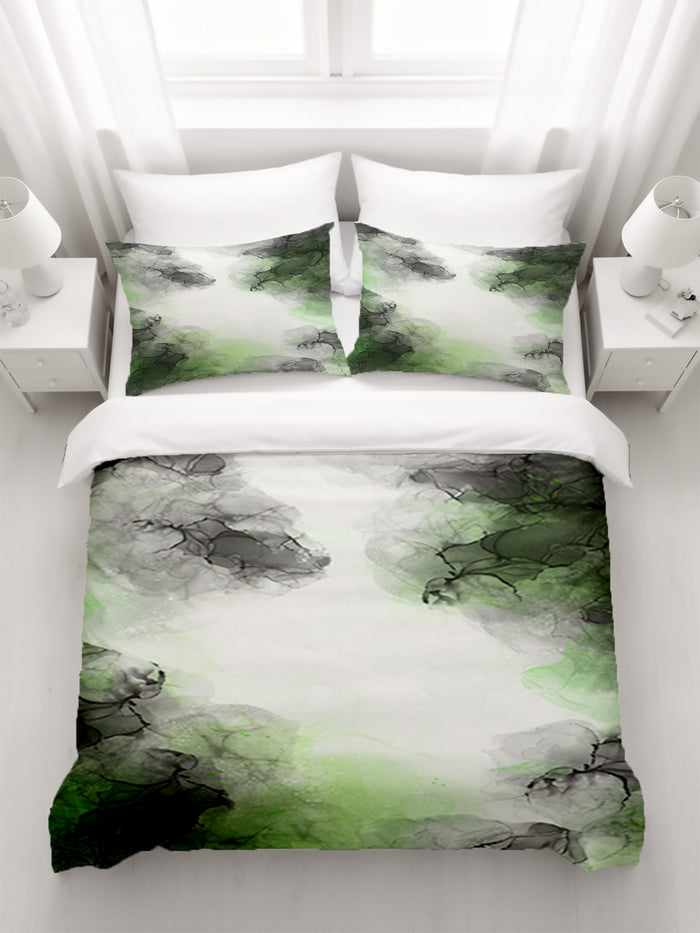 Green Smoke Abstract Texture Pattern Duvet Cover