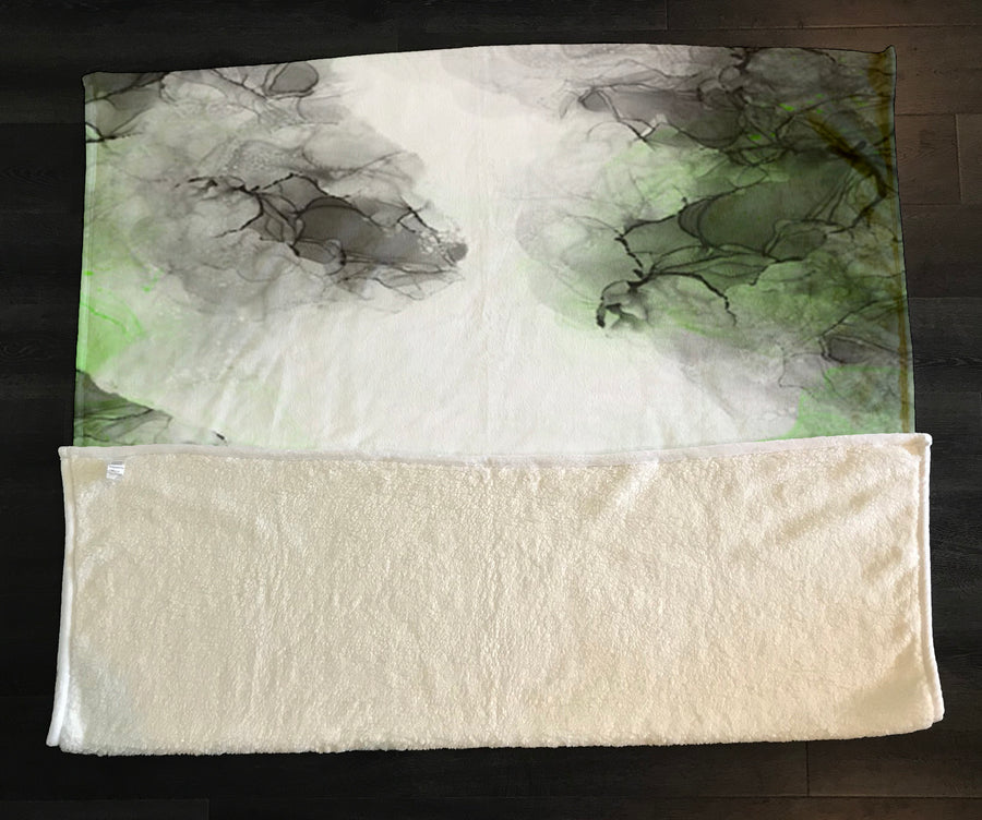 Green Smoke Abstract Texture Pattern Fleece Sherpa Blanket