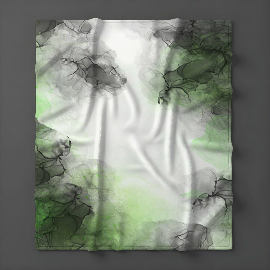 Green Smoke Abstract Texture Pattern Fleece Sherpa Blanket