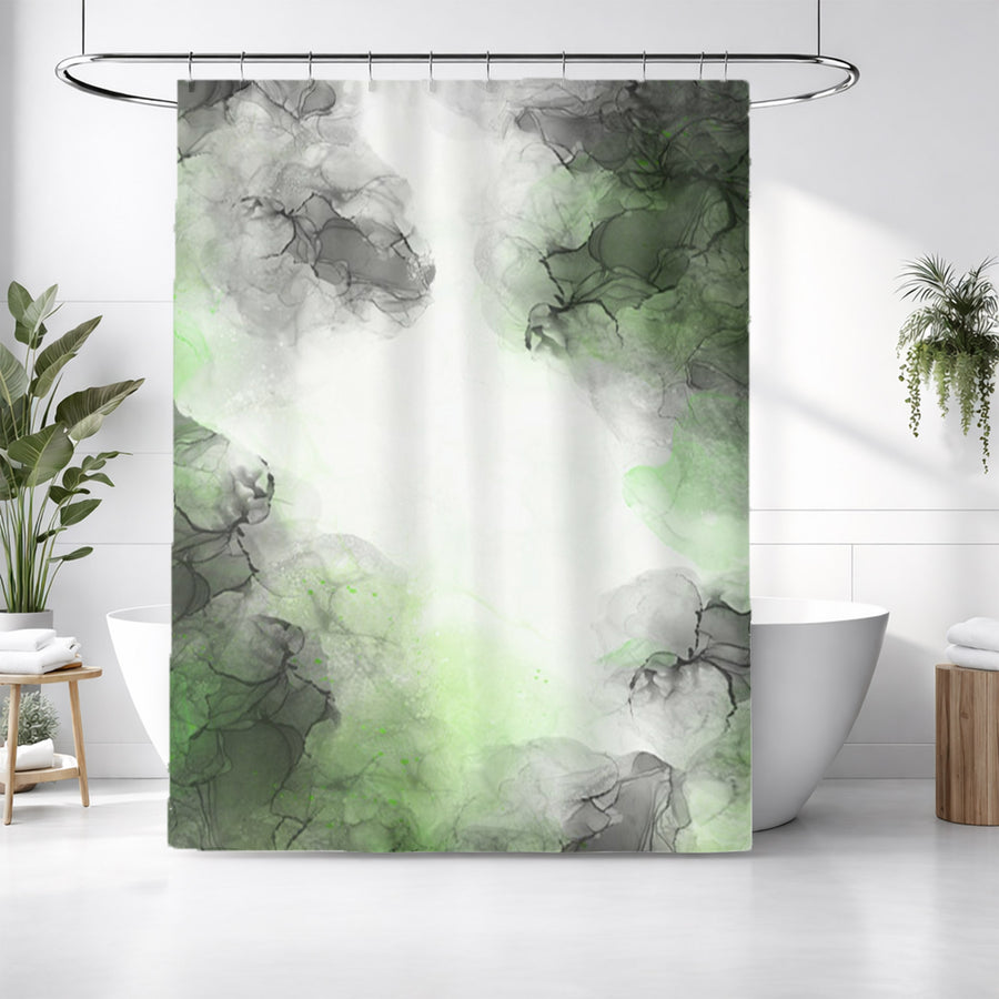 Green Smoke Abstract Texture Pattern Shower Curtain