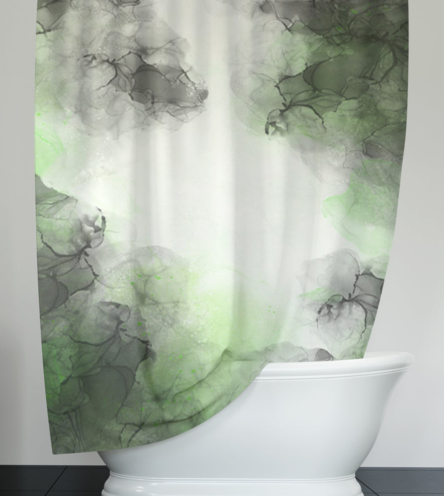Green Smoke Abstract Texture Pattern Shower Curtain