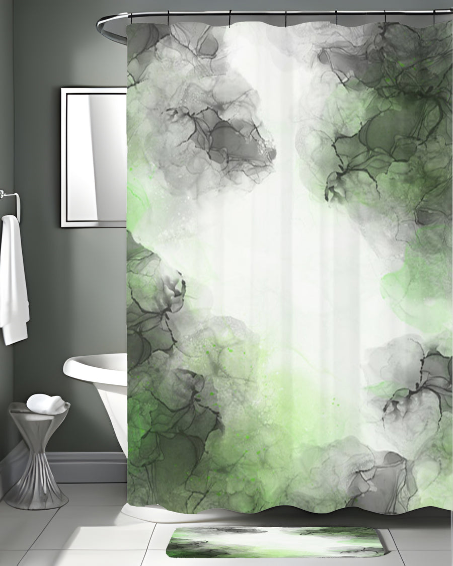 Green Smoke Abstract Texture Pattern Shower Curtain
