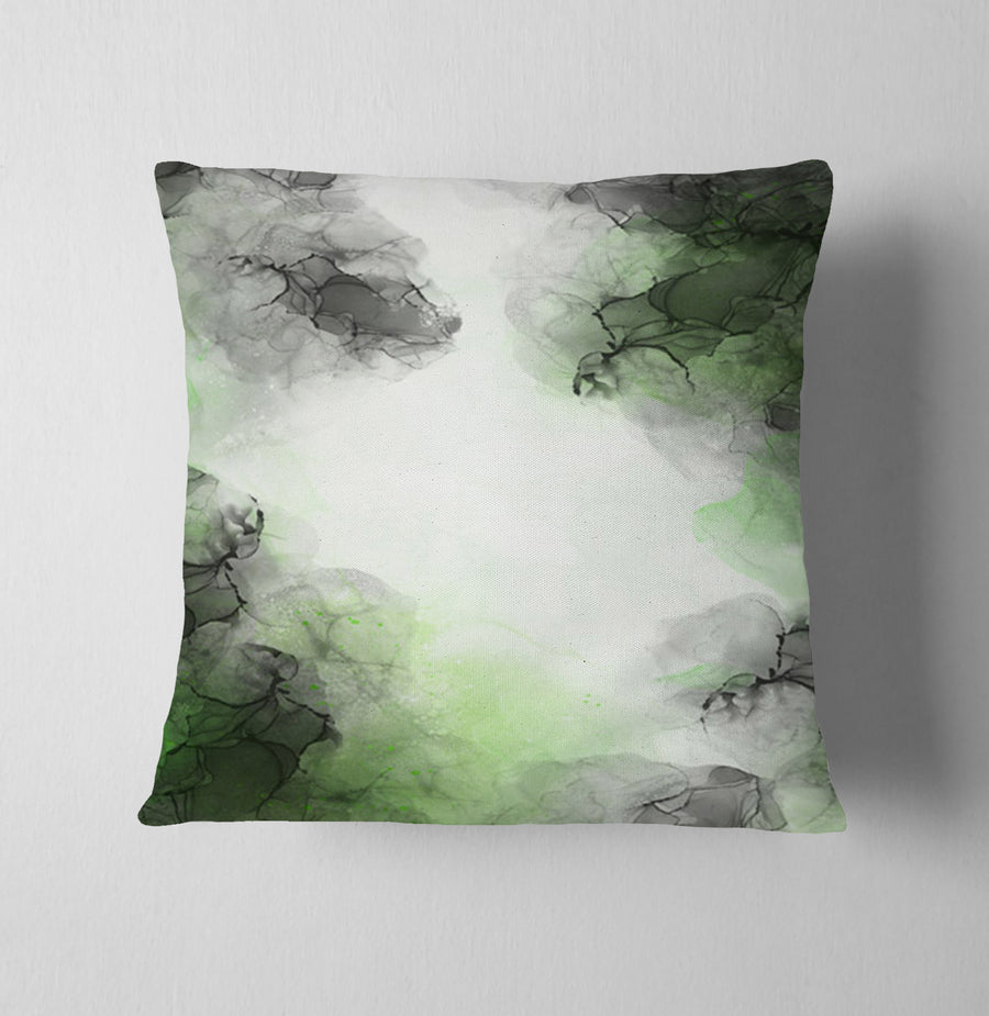 Green Smoke Abstract Texture Pattern Throw Pillow Cover