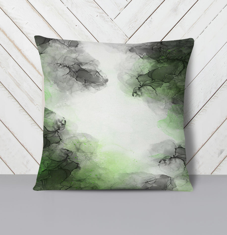 Green Smoke Abstract Texture Pattern Throw Pillow Cover