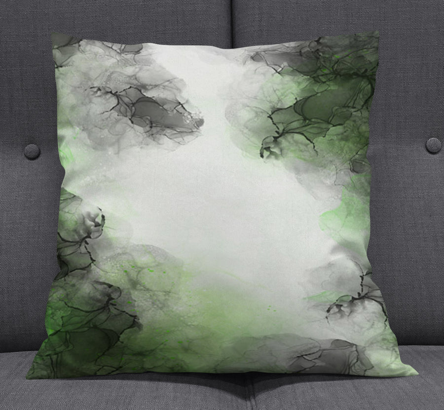 Green Smoke Abstract Texture Pattern Throw Pillow Cover