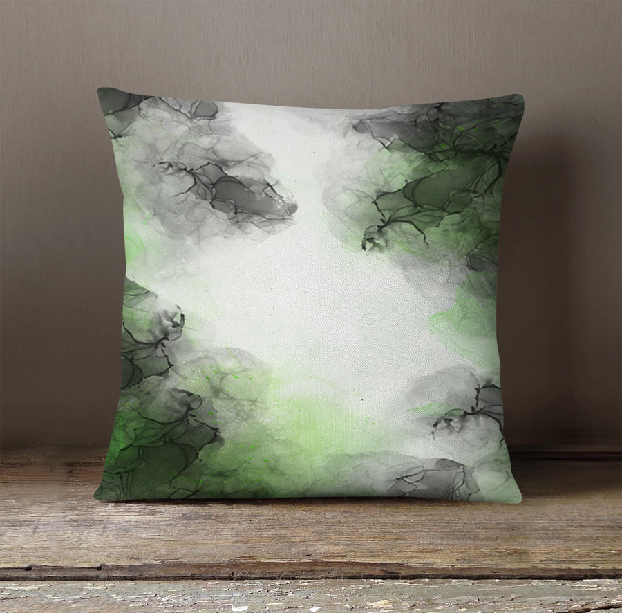 Green Smoke Abstract Texture Pattern Throw Pillow Cover