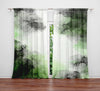 Green and Black Abstract Grunge Window Curtains - Deja Blue Studios