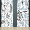 Blue and White Chic  Wooldand Floral Print Window Curtains - Deja Blue Studios