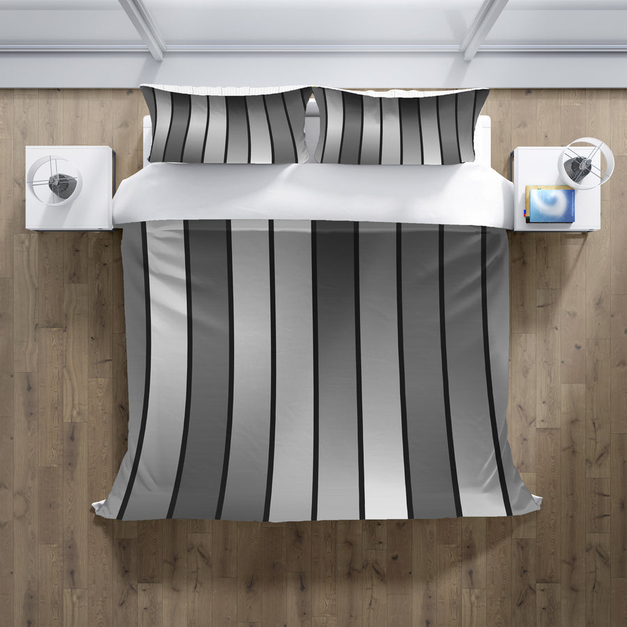 Gray Vertical Panel Stripe Pattern Duvet Cover