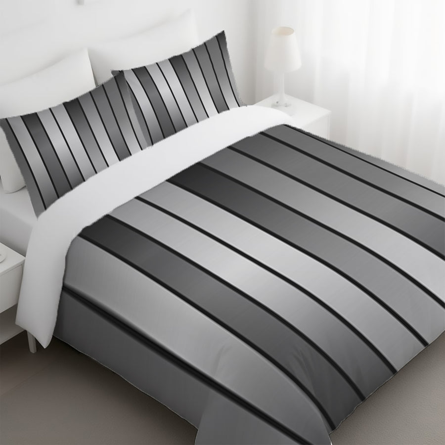 Gray Vertical Panel Stripe Pattern Duvet Cover