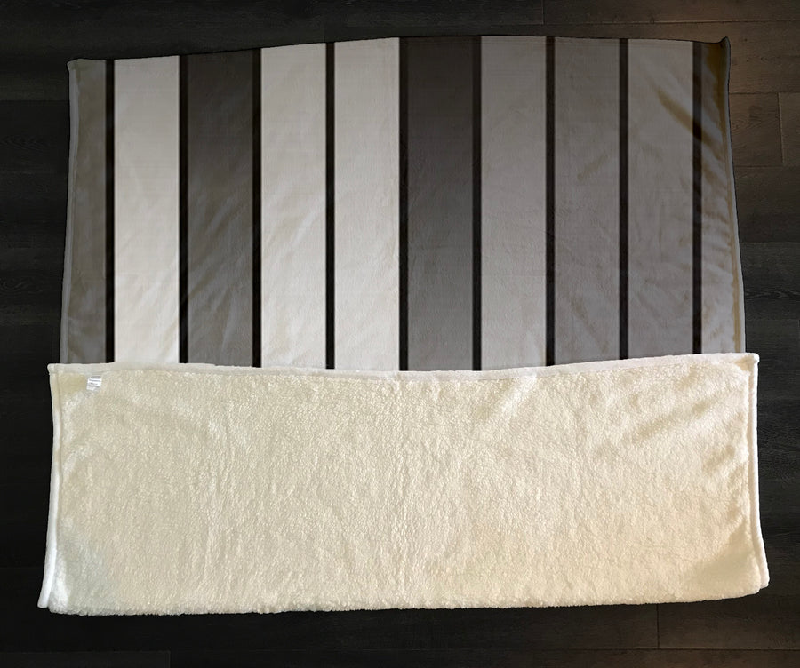 Gray Vertical Panel Stripe Pattern Fleece Sherpa Blanket