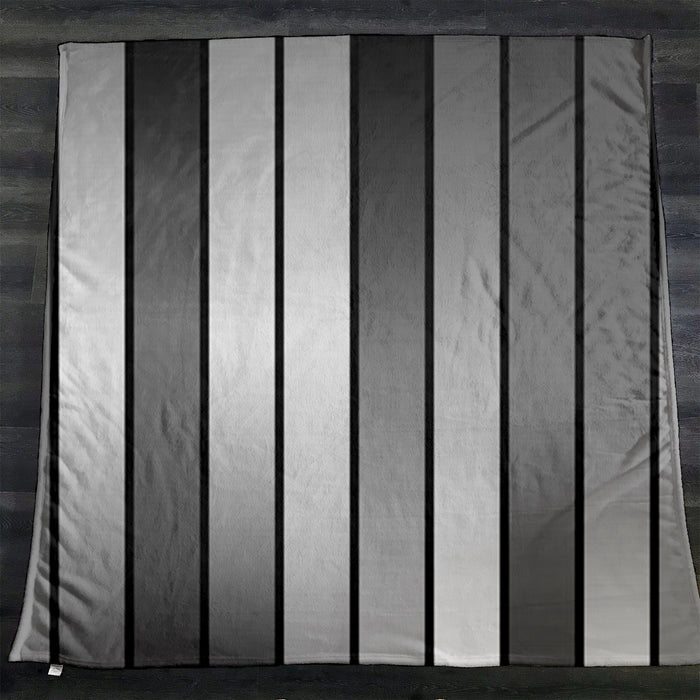 Gray Vertical Panel Stripe Pattern Fleece Sherpa Blanket
