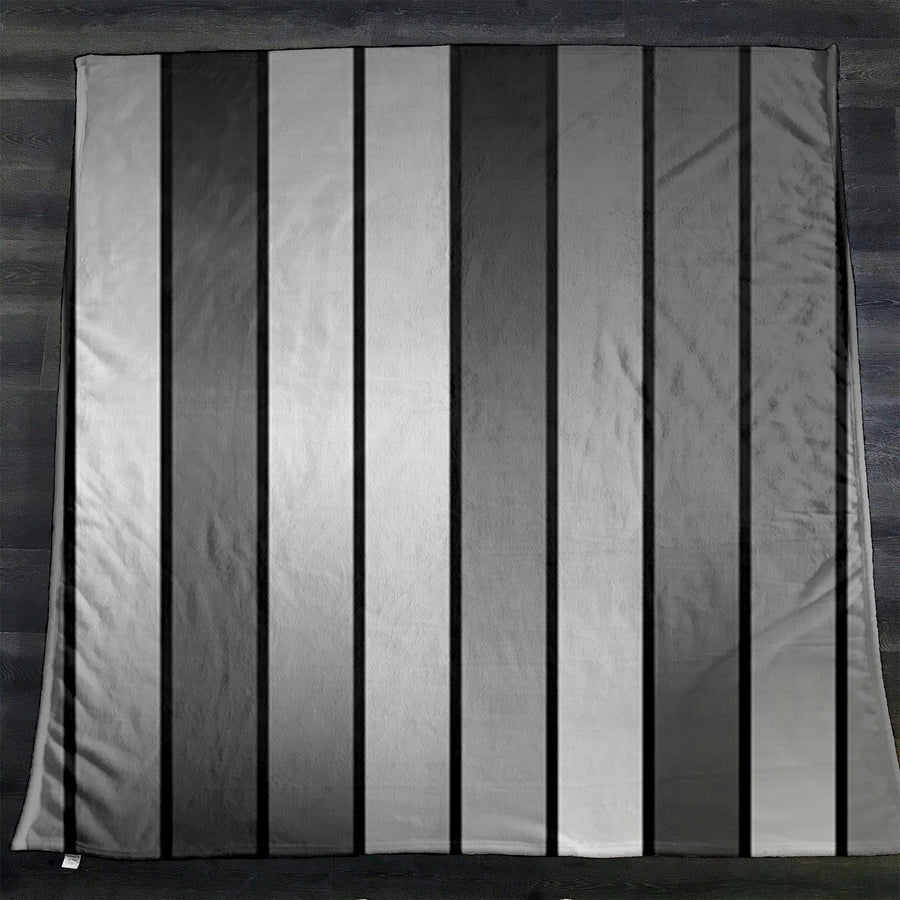 Gray Vertical Panel Stripe Pattern Fleece Sherpa Blanket