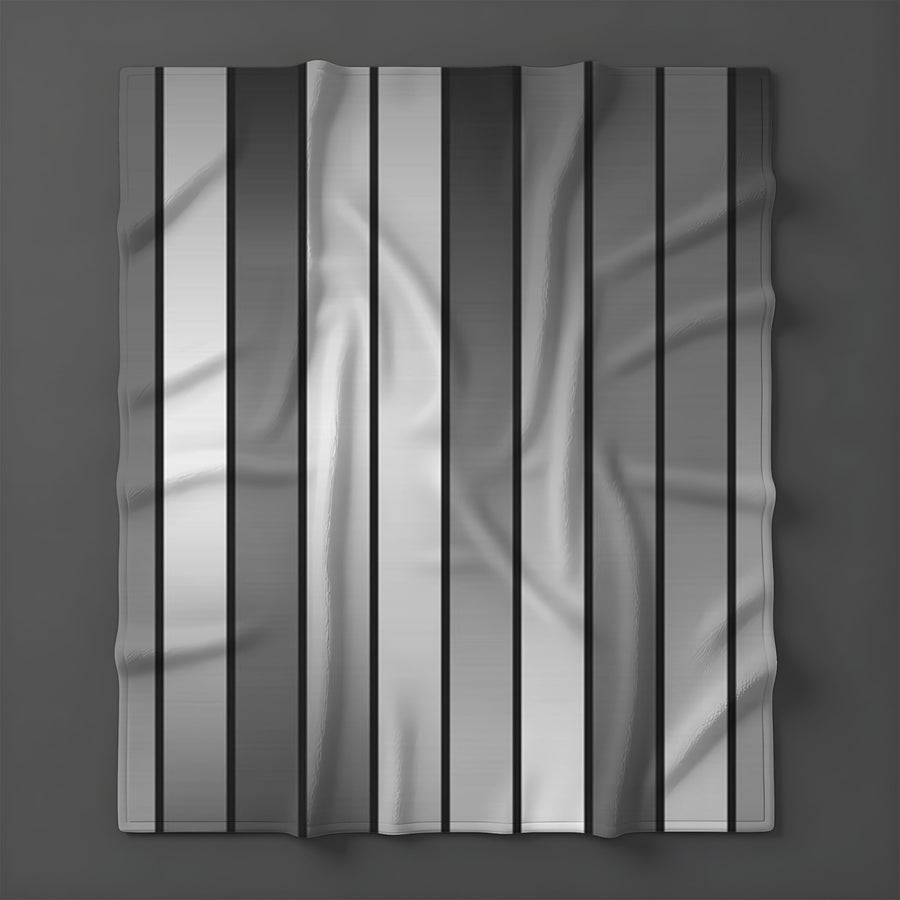 Gray Vertical Panel Stripe Pattern Fleece Sherpa Blanket