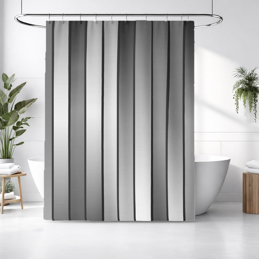 Gray Vertical Panel Stripe Pattern Shower Curtain
