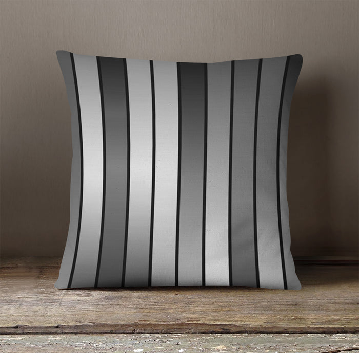 Gray Vertical Panel Stripe Pattern Throw Pillow Cover