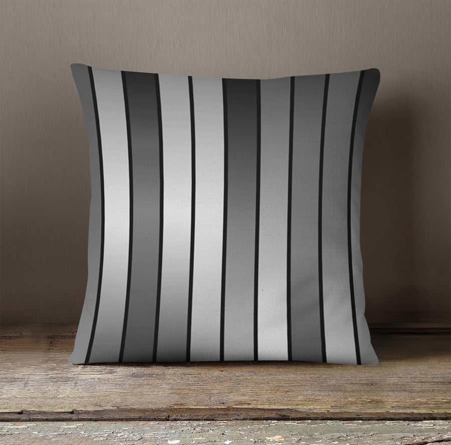 Gray Vertical Panel Stripe Pattern Throw Pillow Cover