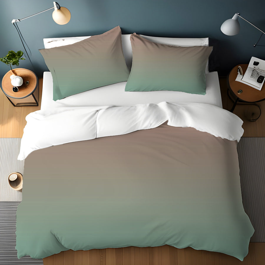 Beige to Green Soft Gradient Pattern Duvet Cover