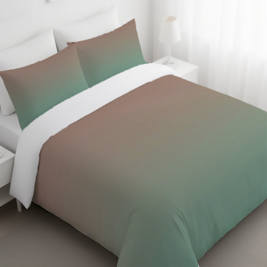 Beige to Green Soft Gradient Pattern Duvet Cover