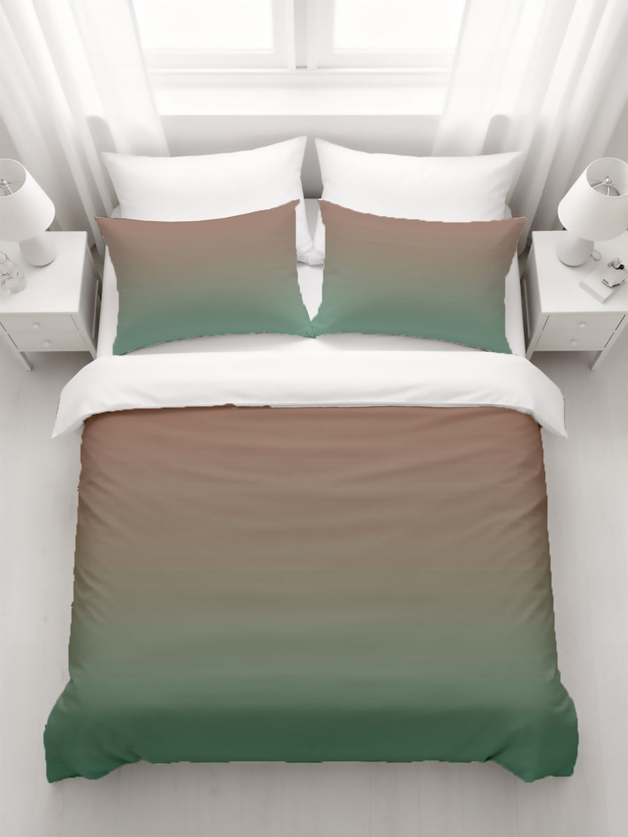 Beige to Green Soft Gradient Pattern Duvet Cover