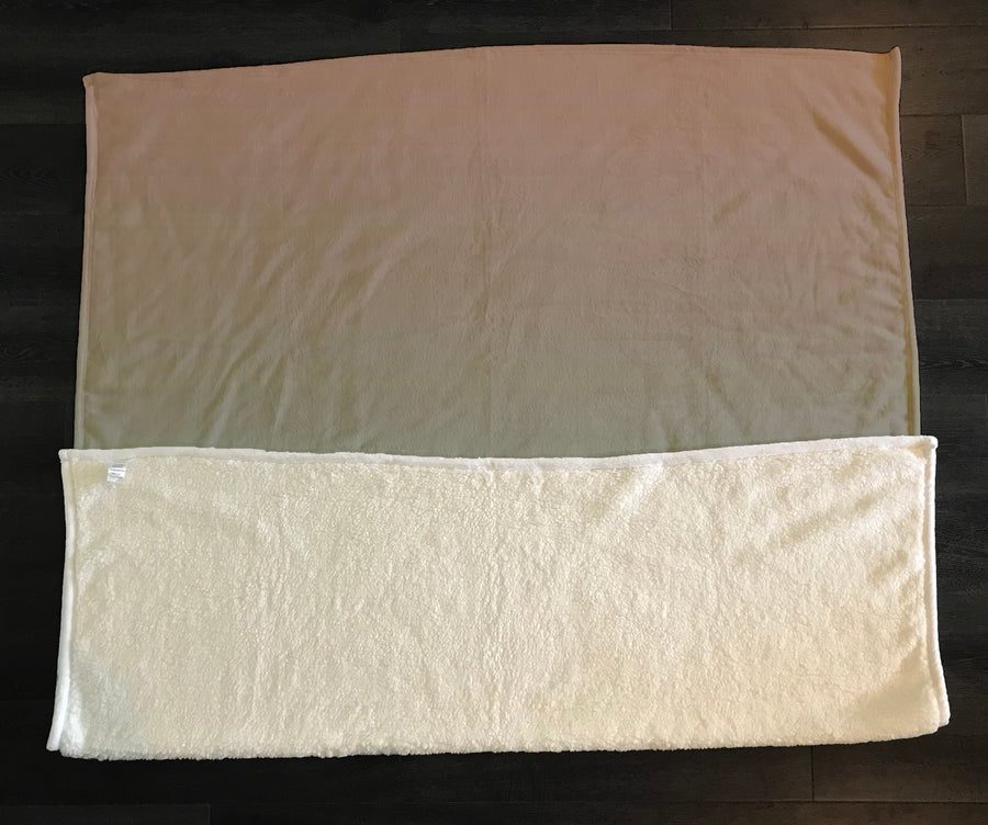 Beige to Green Soft Gradient Pattern Fleece Sherpa Blanket