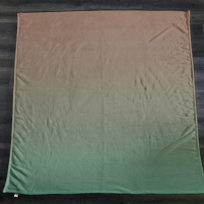 Beige to Green Soft Gradient Pattern Fleece Sherpa Blanket