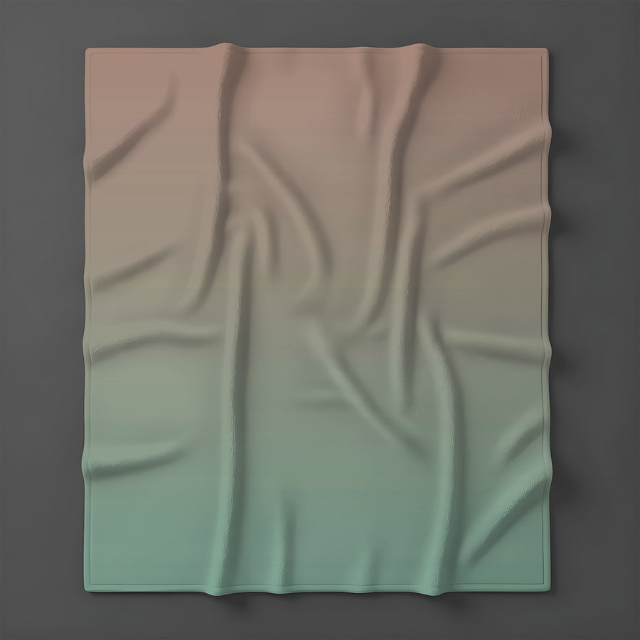 Beige to Green Soft Gradient Pattern Fleece Sherpa Blanket