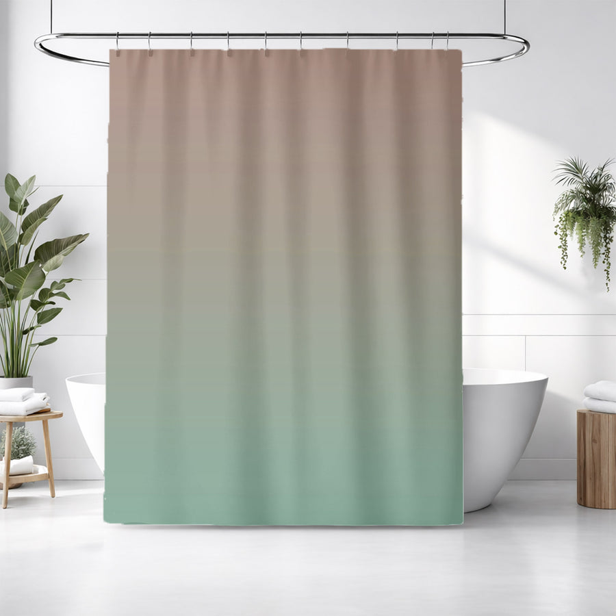 Beige to Green Soft Gradient Pattern Shower Curtain
