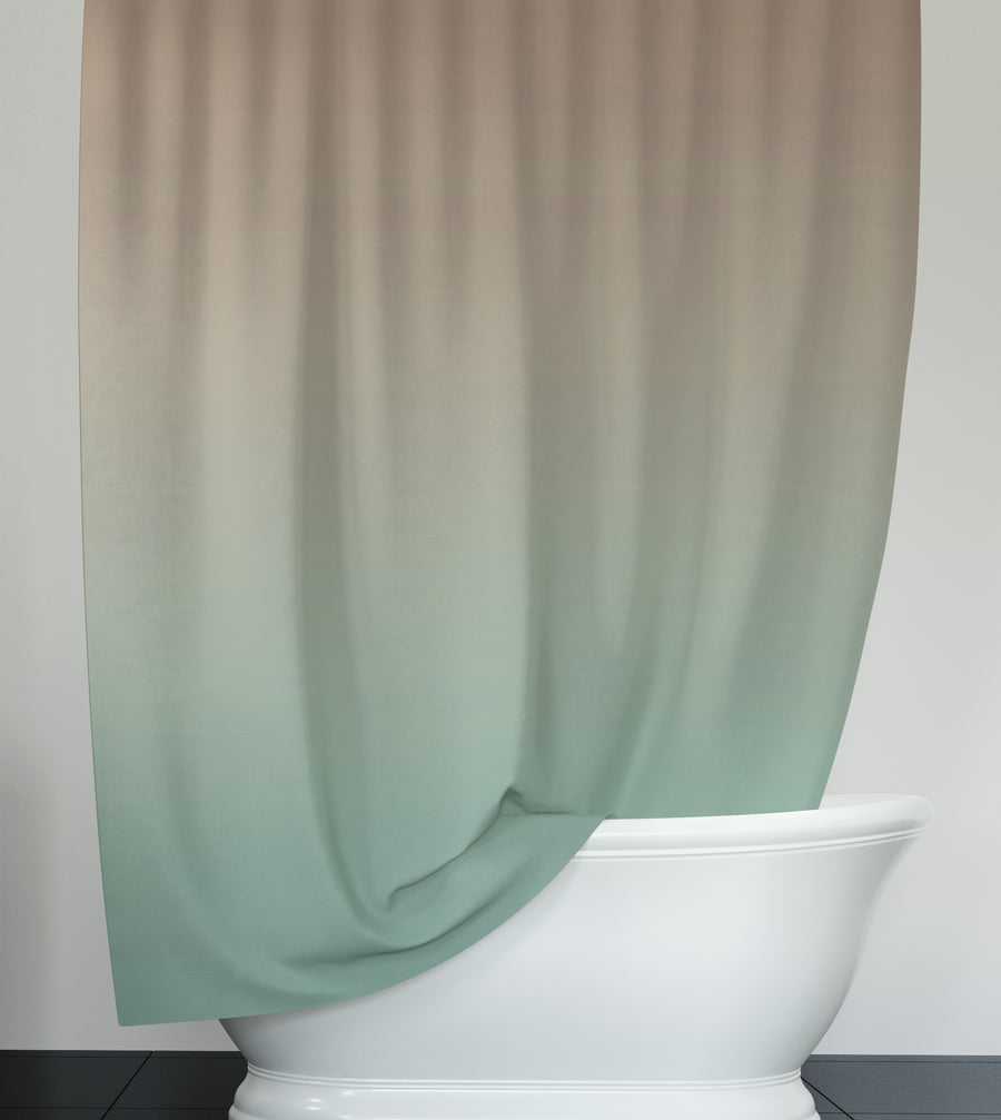 Beige to Green Soft Gradient Pattern Shower Curtain