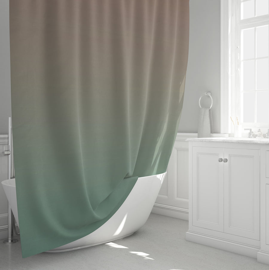 Beige to Green Soft Gradient Pattern Shower Curtain