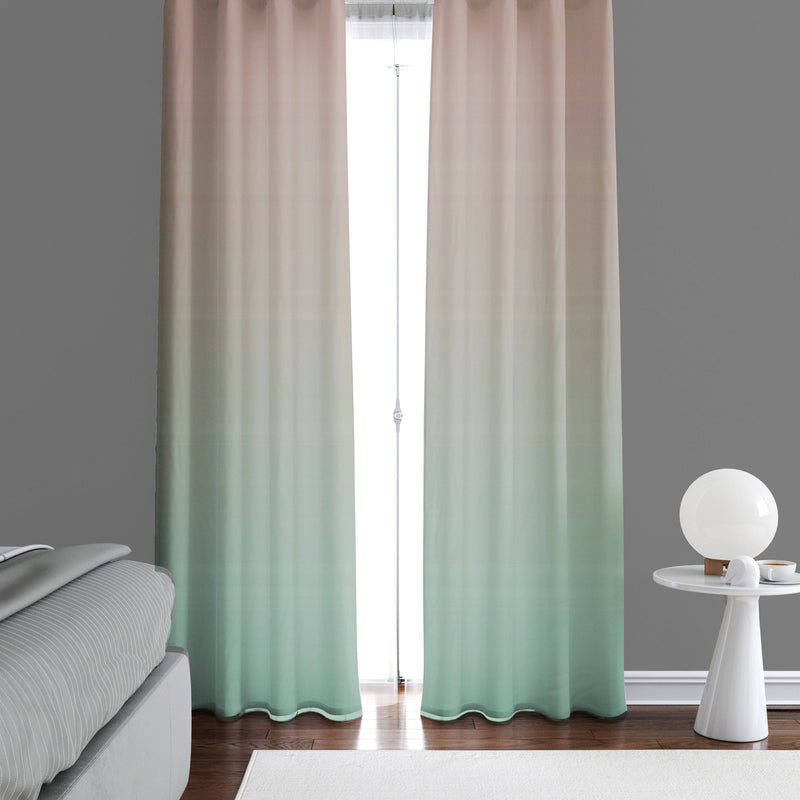 Blush Beige to Green Mint Ombre Gradient Window Curtains - Deja Blue Studios