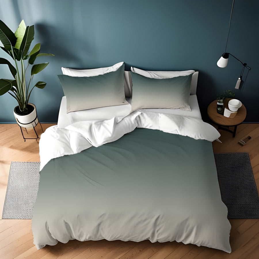Green Neutral Gradient Minimalist Pattern Duvet Cover