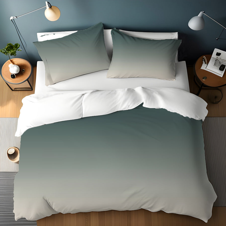 Green Neutral Gradient Minimalist Pattern Duvet Cover