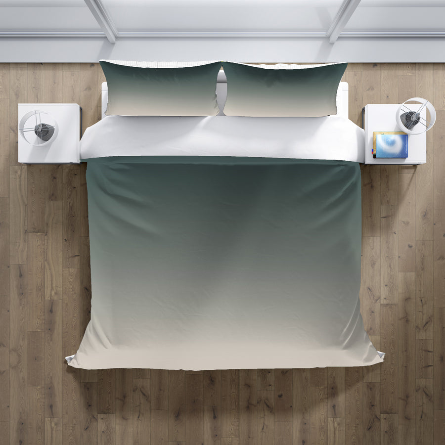 Green Neutral Gradient Minimalist Pattern Duvet Cover