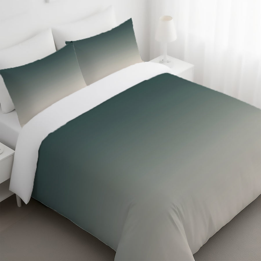 Green Neutral Gradient Minimalist Pattern Duvet Cover