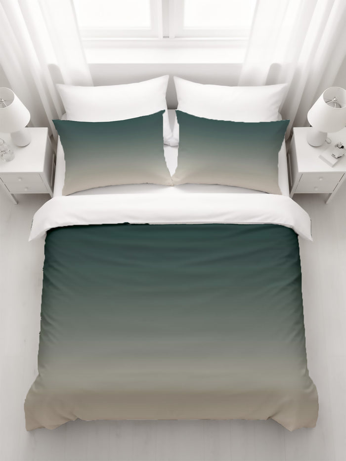 Green Neutral Gradient Minimalist Pattern Duvet Cover