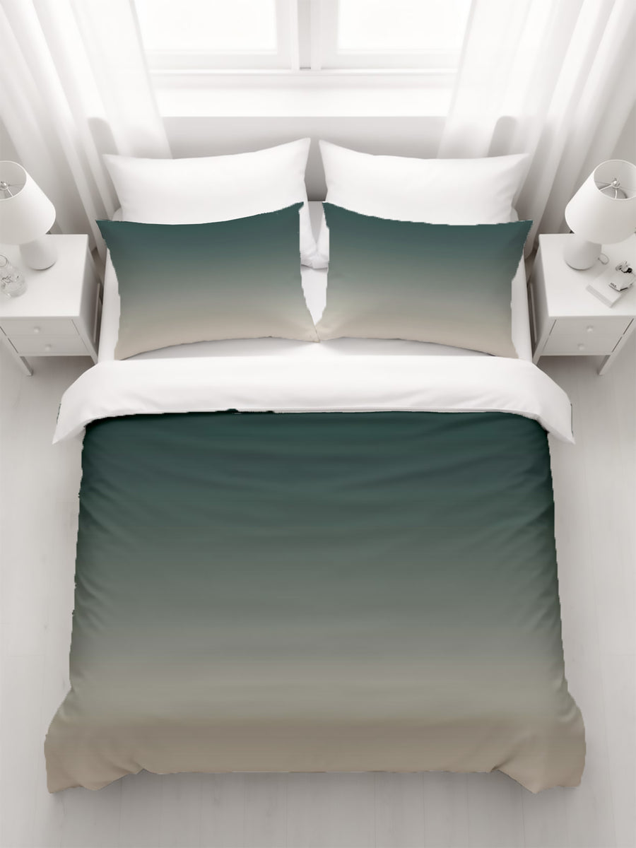 Green Neutral Gradient Minimalist Pattern Duvet Cover