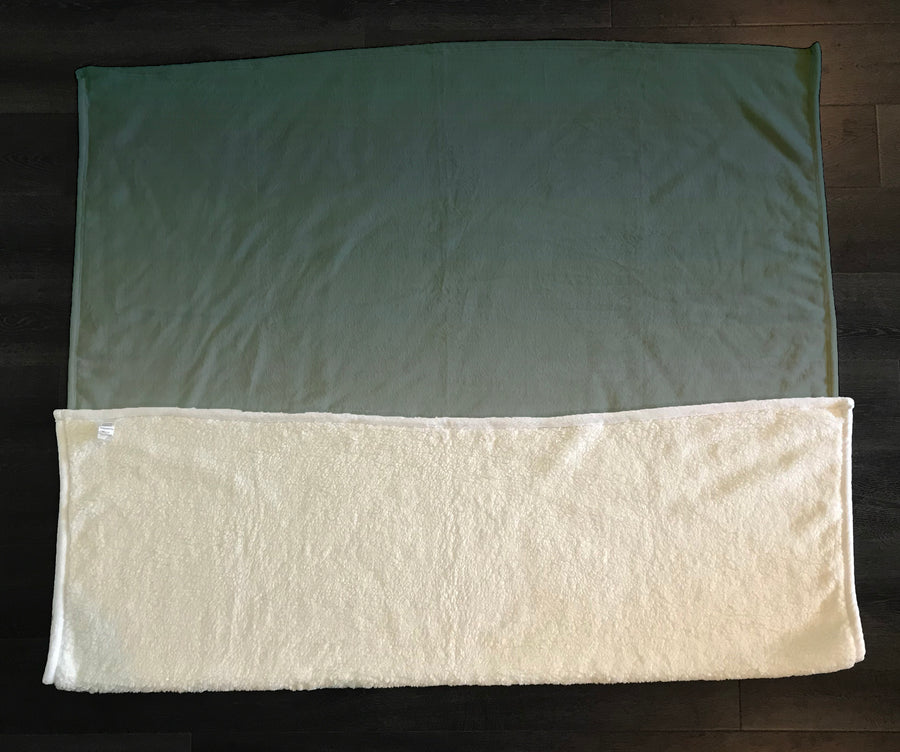 Green Neutral Gradient Minimalist Pattern Fleece Sherpa Blanket