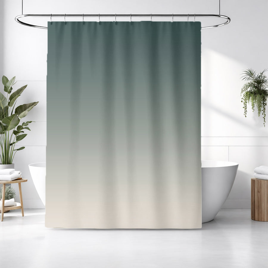Green Neutral Gradient Minimalist Pattern Shower Curtain