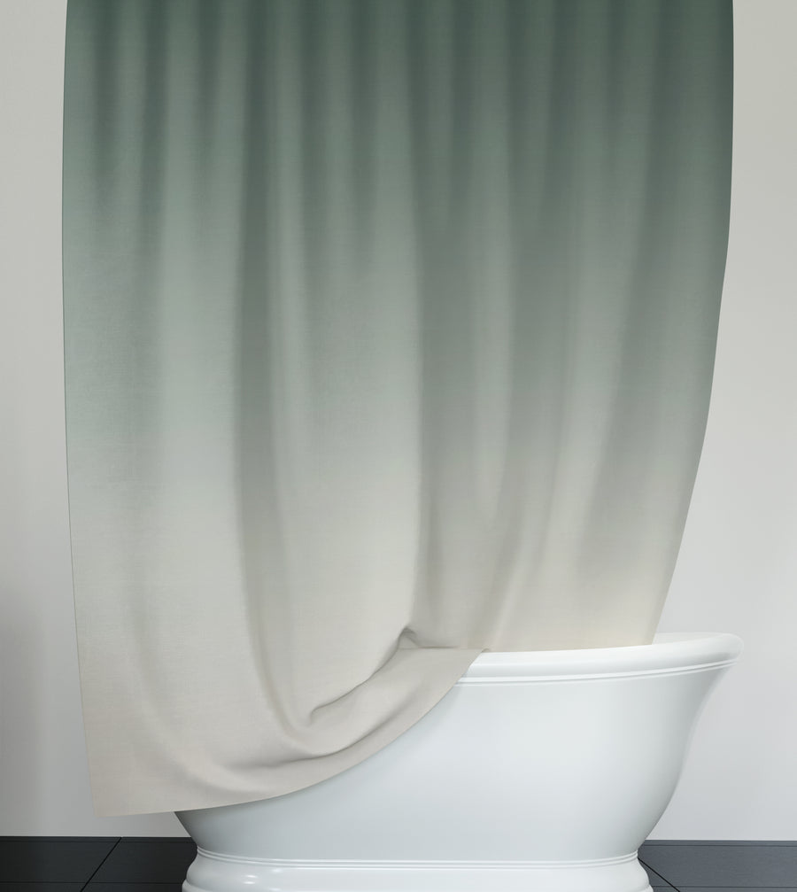 Green Neutral Gradient Minimalist Pattern Shower Curtain