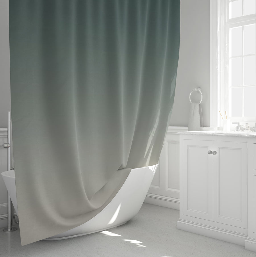 Green Neutral Gradient Minimalist Pattern Shower Curtain