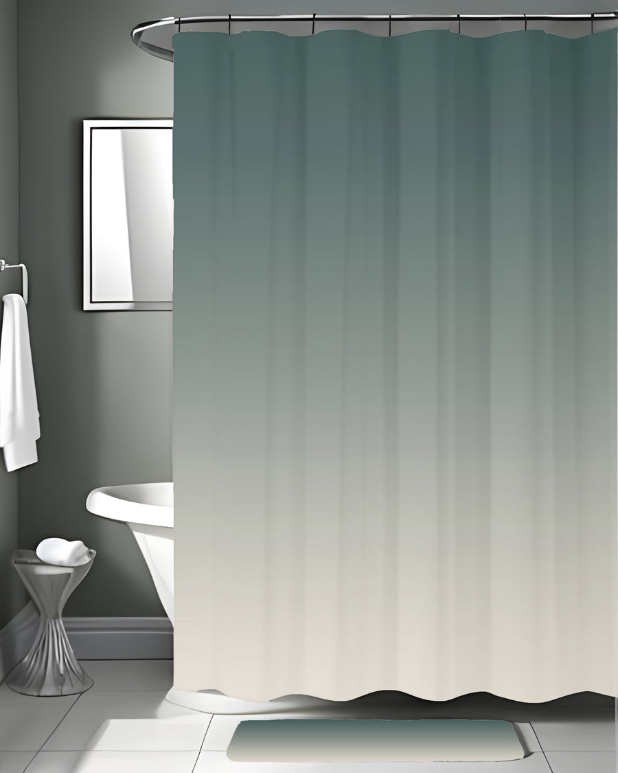 Green Neutral Gradient Minimalist Pattern Shower Curtain